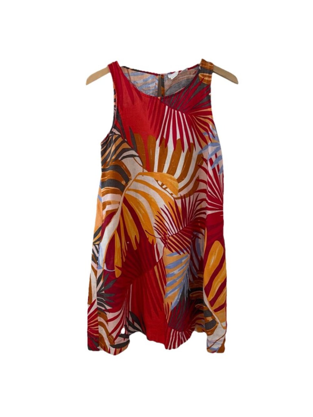 C&C California 100% Linen Tropical Shift Dress Size XS Sleeveless Summer Beach - Picture 2 of 12